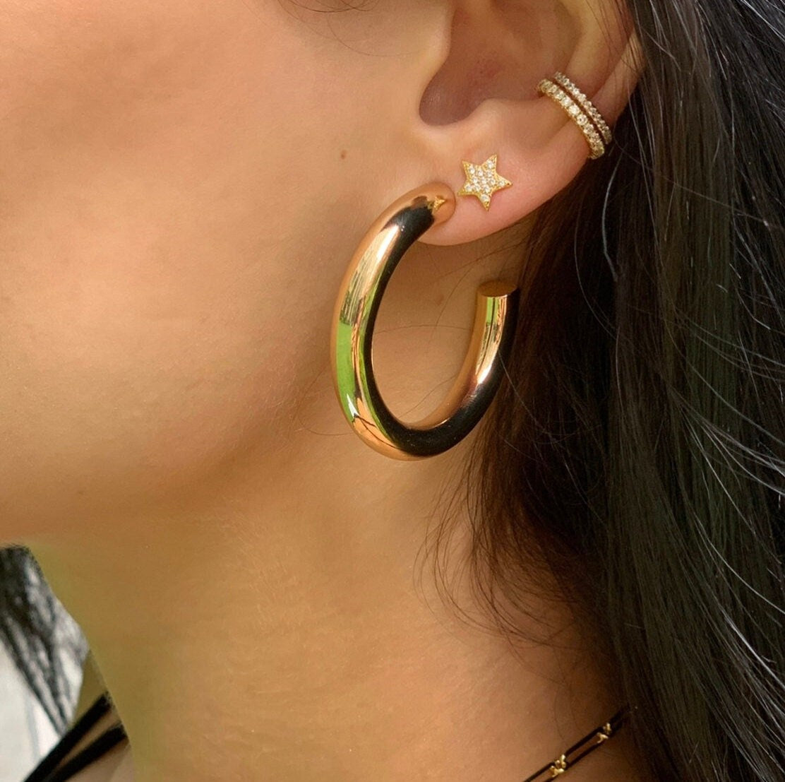 Diamond Ear Cuff - 14K and Diamond Ear Climber Cuff - Trendy • No Piercing - Diamond Cuff• Blogger Cuff • Diamond Ring