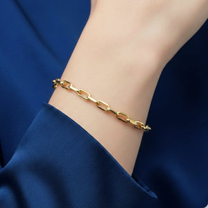 14K Yellow Gold Paperclip Bracelet, 7.5 Inches