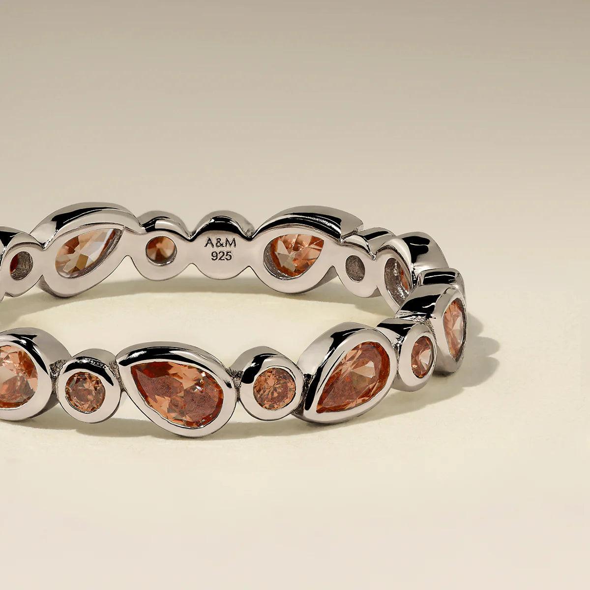 Stunning Silver Sunset Pear Band Ring - Elevate Your Style!.