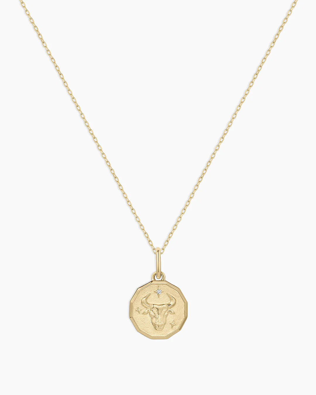 Diamond Zodiac Coin Charm Necklace