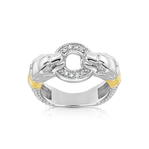 Stunning Two-Tone Sterling Silver Jaguar Ring.