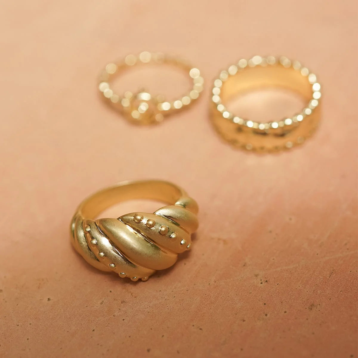 Amulet Dome Ring 18Ct Gold Plate
