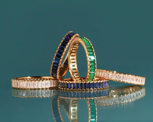 Lab Grown Green Emerald Baguette Eternity Ring NikNenz™ Premium Gold & Diamonds