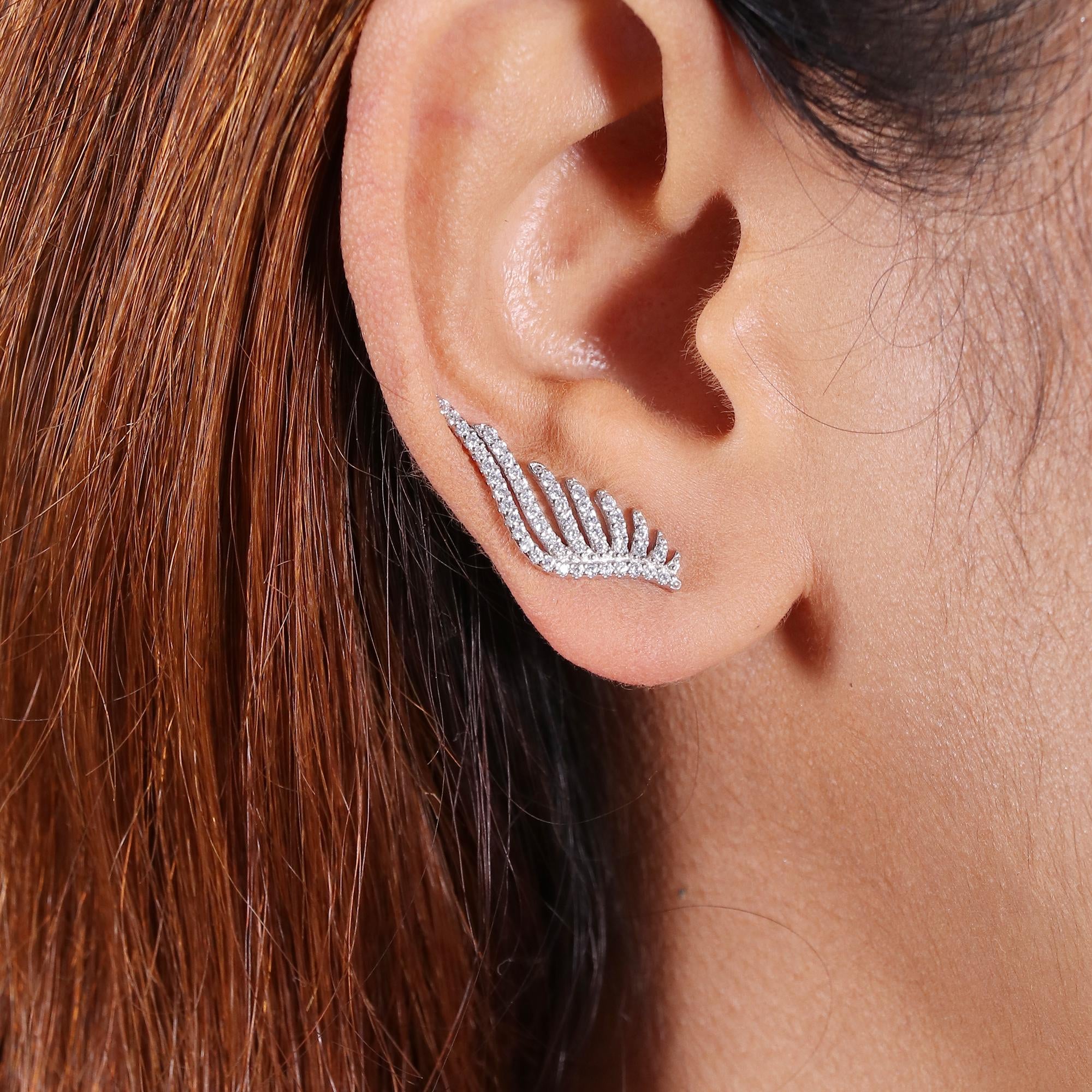 Sterling Silver Angel Wing Ear Climbers, Pave Crystal Earcuff, Fairy Core Earrings, Sweepup Climbing Earrings Gift, Wedding Gift