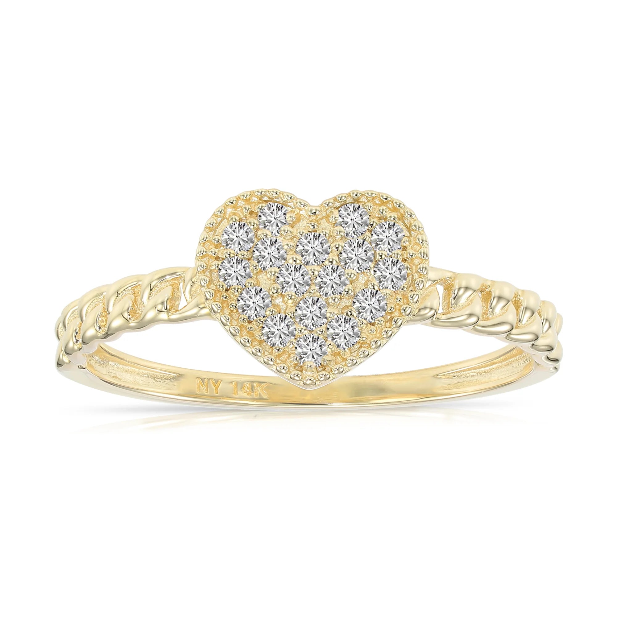 14K Gold Lab Diamond Heart Ring, 0.17Ctw