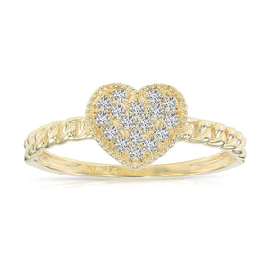 14K Gold Lab Diamond Heart Ring, 0.17Ctw