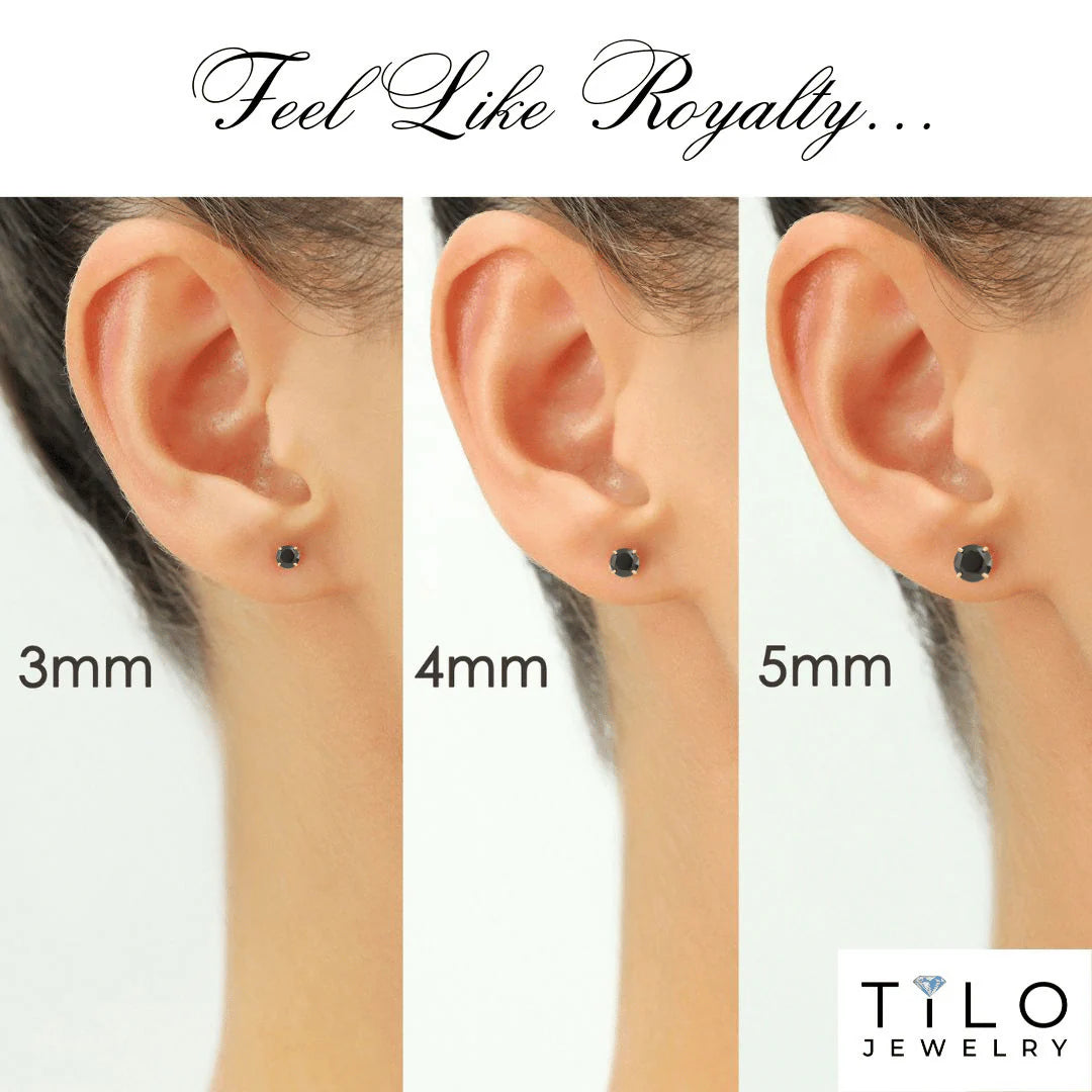 10K Yellow Gold Black Onyx Pushback Stud Earrings