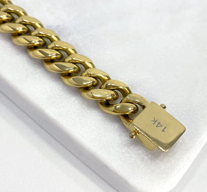 14K Gold Filled Miami Cuban Link 12Mm Unisex Chain Featuring Micro Pave Cubic Zirconia Double Safe Box Lock Clasp, Wholesale Jewelry