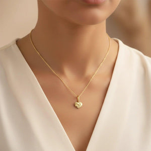Stunning 14K Yellow Gold Diamond-Cut Heart Pendant Necklace – Perfect for Every Occasion!.