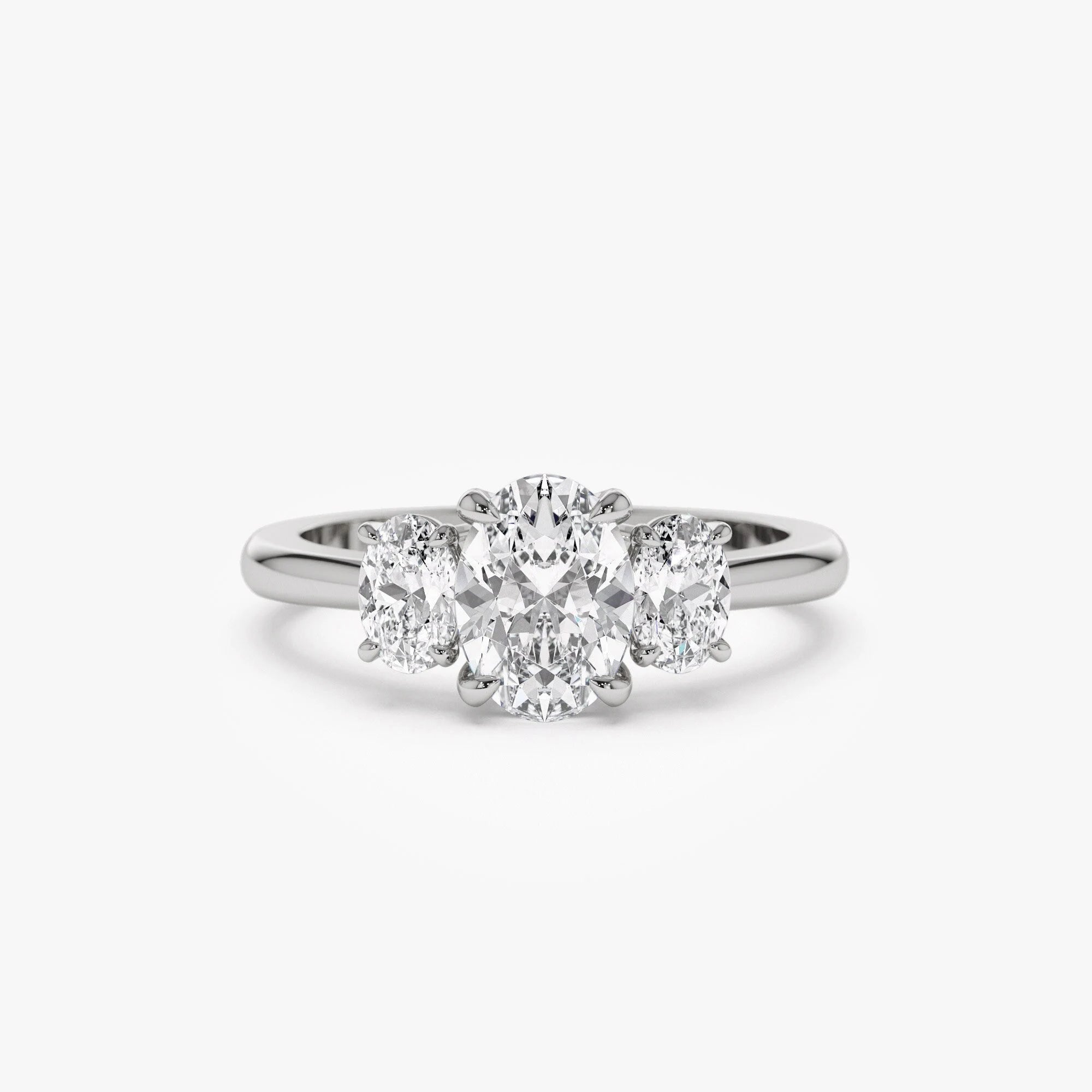 Engagement Ring Oval Shape, 1.50 Ctw 14K Gold Oval Shape Lab-Grown Diamond Three Stone Engagement Ring, Minimalist Wedding Ring, Serena