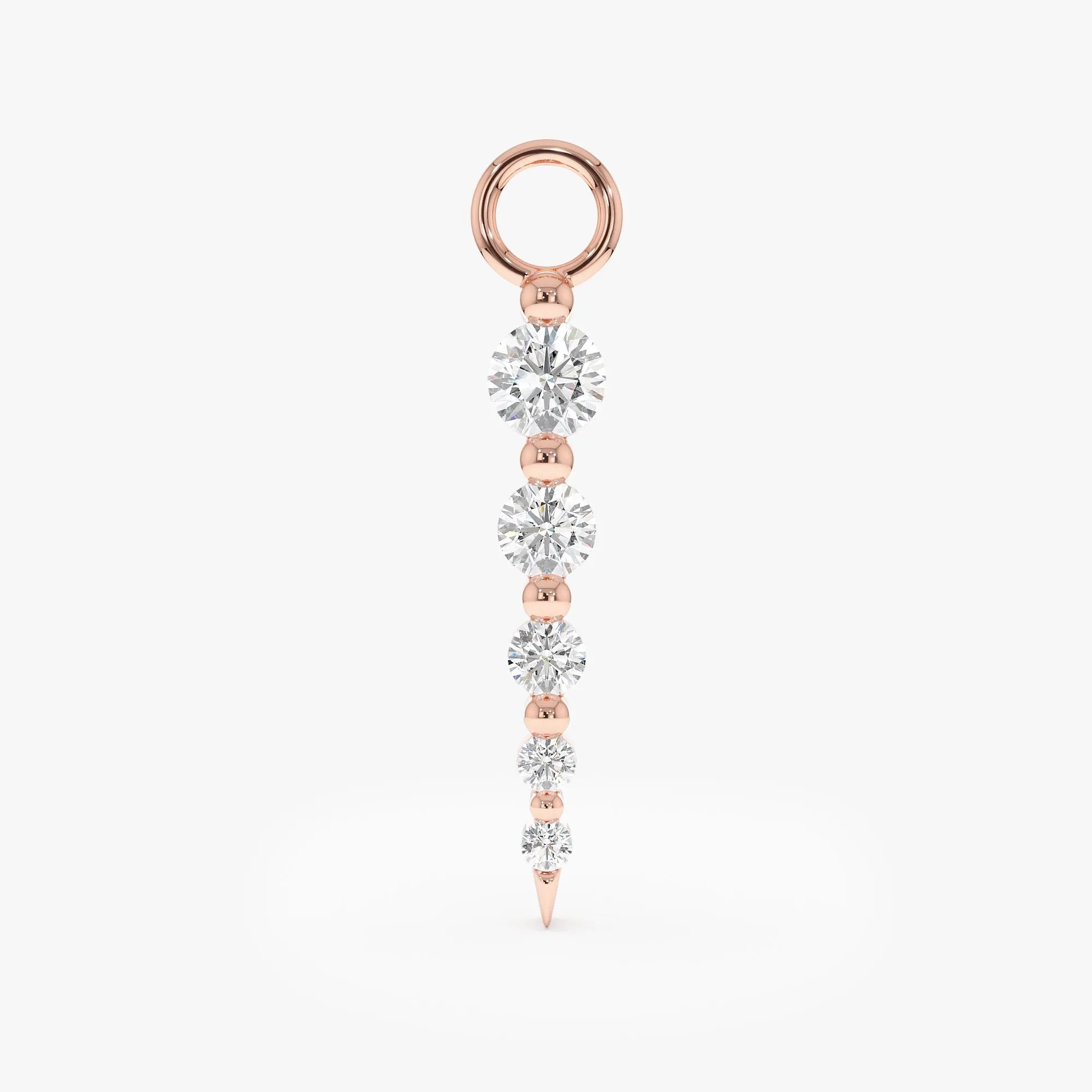 Dainty Diamond Spike Dangle Charm, Solid Gold Lab Grown Diamond Charms, Mix and Match Earrings Charms, Charm Jewelry, 10K, 14K, 18K, Olyn