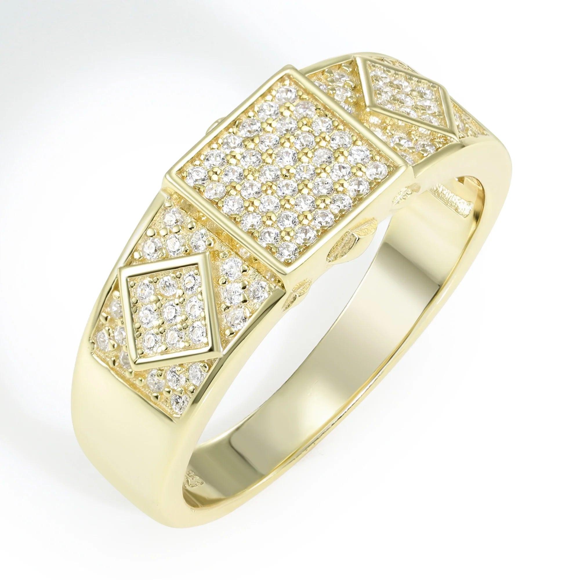 Sparkling 925 Sterling Silver Pave Square Signet Pinky Wedding Band - Perfect for Anniversaries & Everyday Elegance.