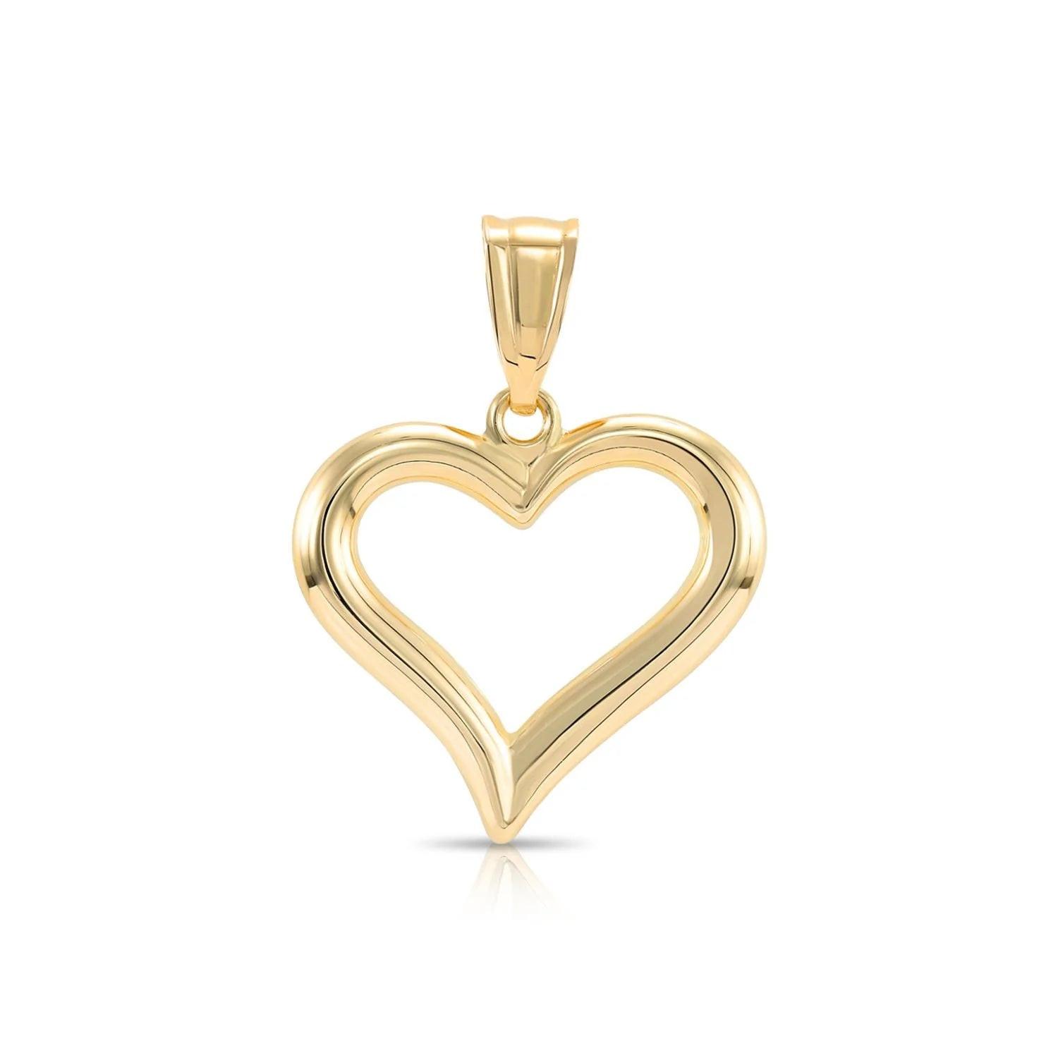 Elegant 14K Yellow Gold Heart Pendant Necklace with 18" Cable Chain.