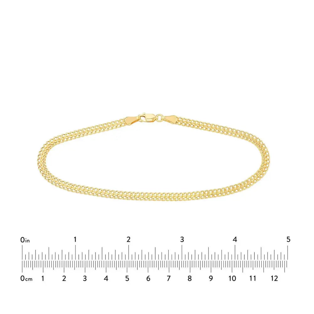 4.3Mm Diamond Cut Curb Bismark Chain Anklet Real 14K Yellow Gold 10"