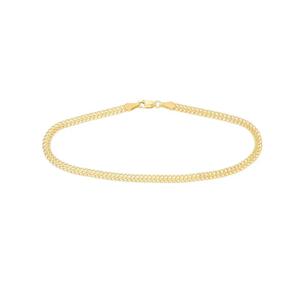 4.3Mm Diamond Cut Curb Bismark Chain Anklet Real 14K Yellow Gold 10"