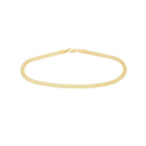 4.3Mm Diamond Cut Curb Bismark Chain Anklet Real 14K Yellow Gold 10"