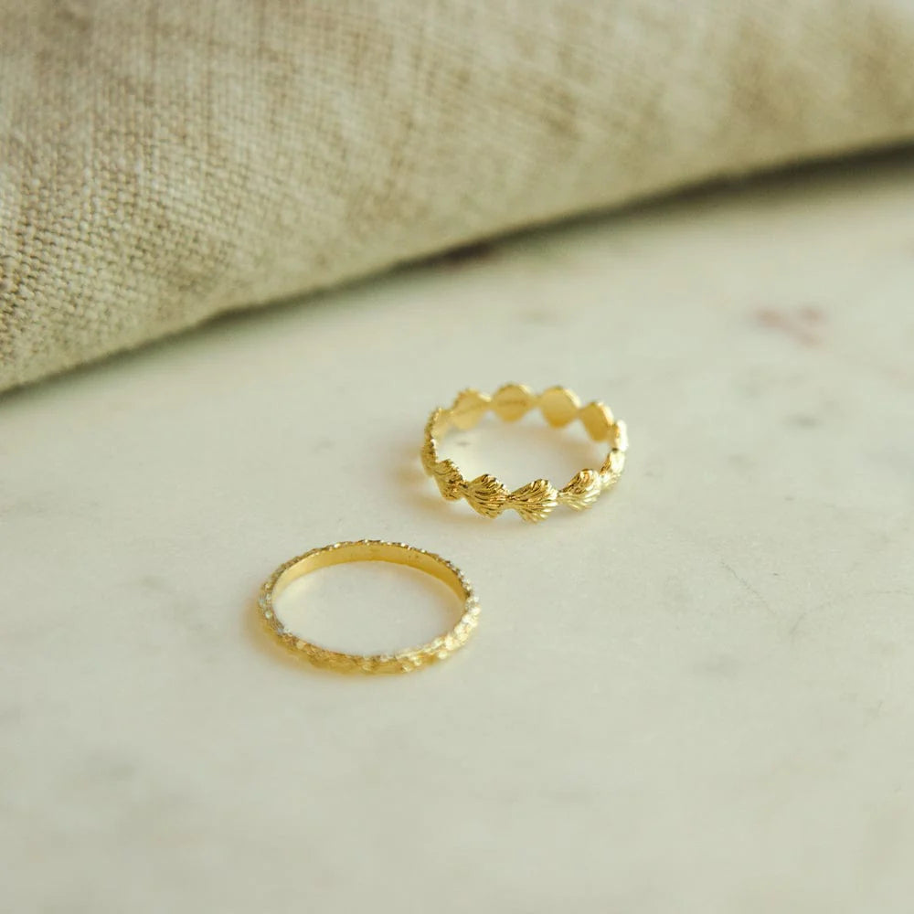 Shell Ring Stack 18Ct Gold Plate