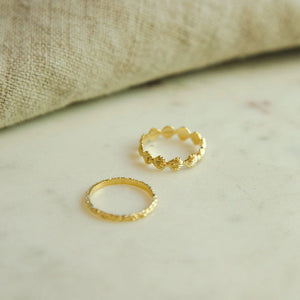 Shell Ring Stack 18Ct Gold Plate