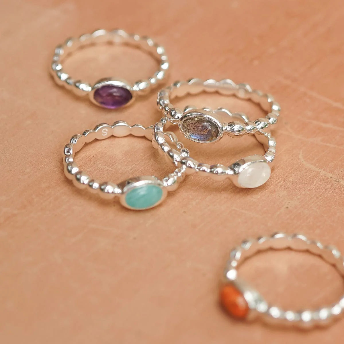 Healing Stone Bobble Ring Sterling Silver