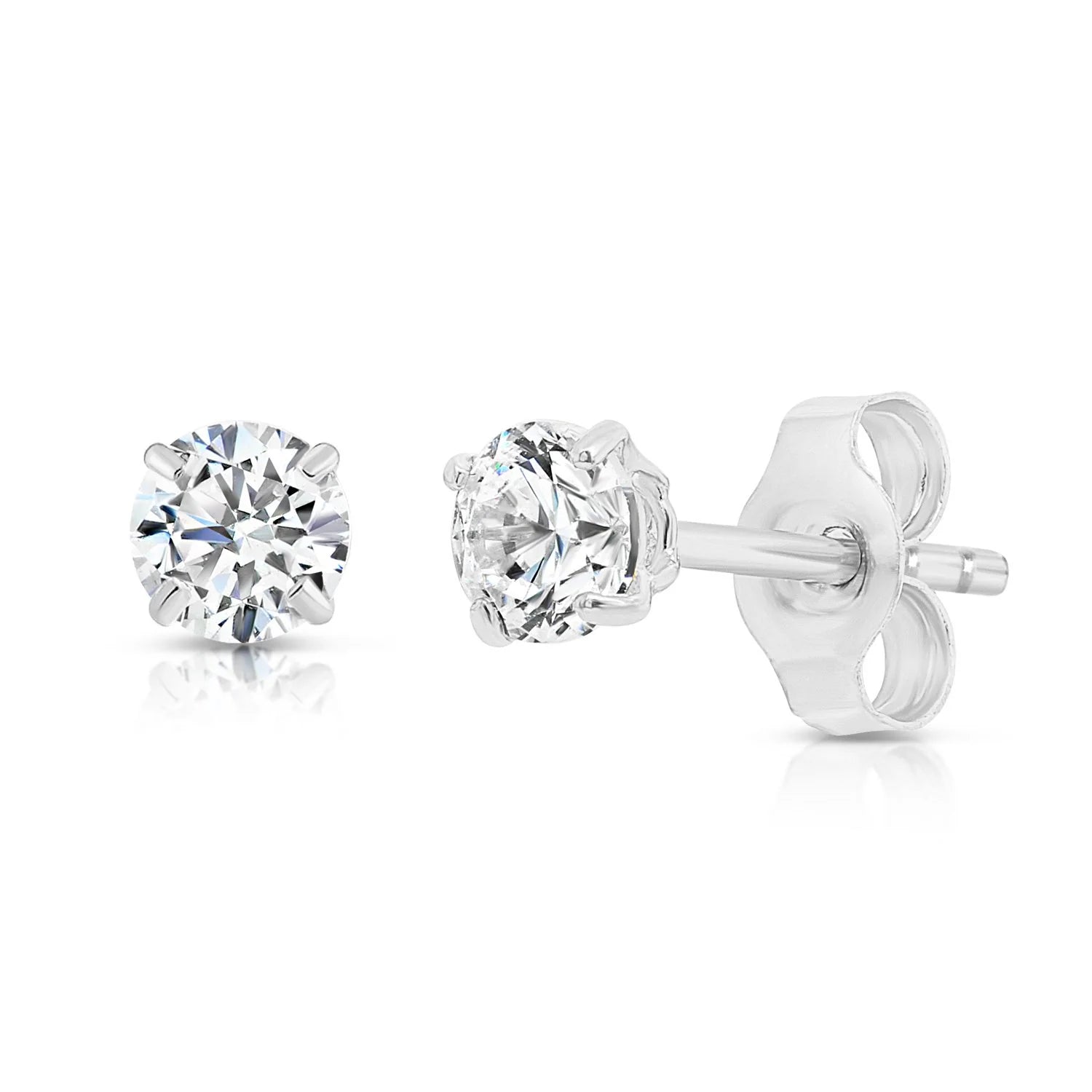 Bundle Set of 3! 14K White Gold Classic Solitaire Stud Earrings, Pushback (Unisex)