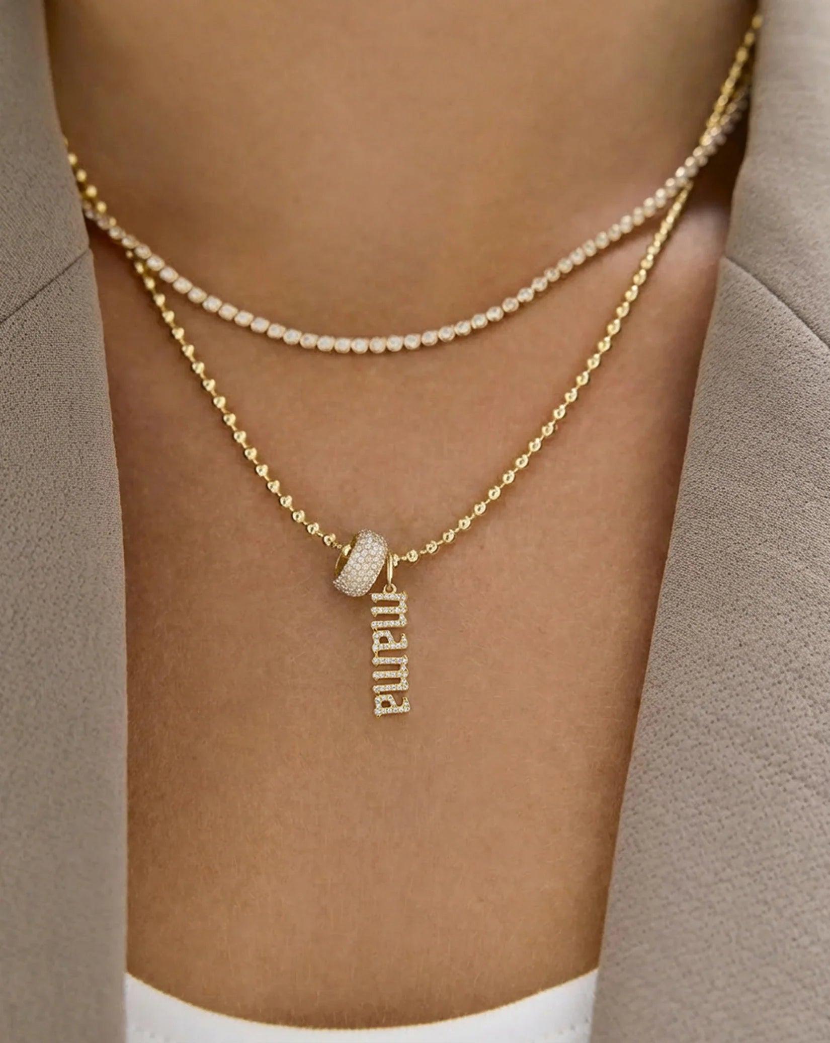 Stunning Diamond Mama Pendant - A Cherished Gift for Moms.