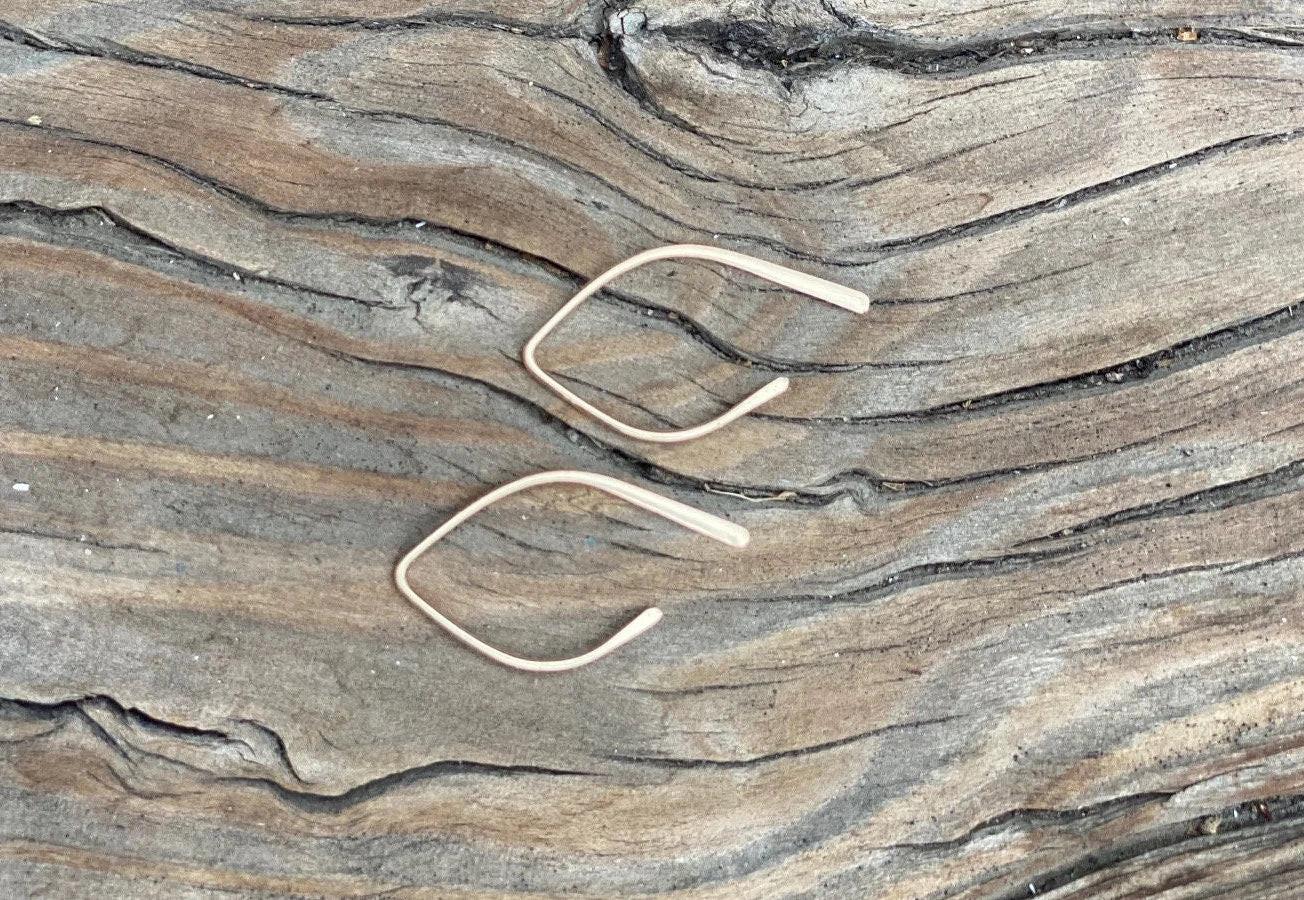 Dazzling 14K Gold Wishbone Open Hoop Earrings - Minimalist 1 Inch Threader Design.