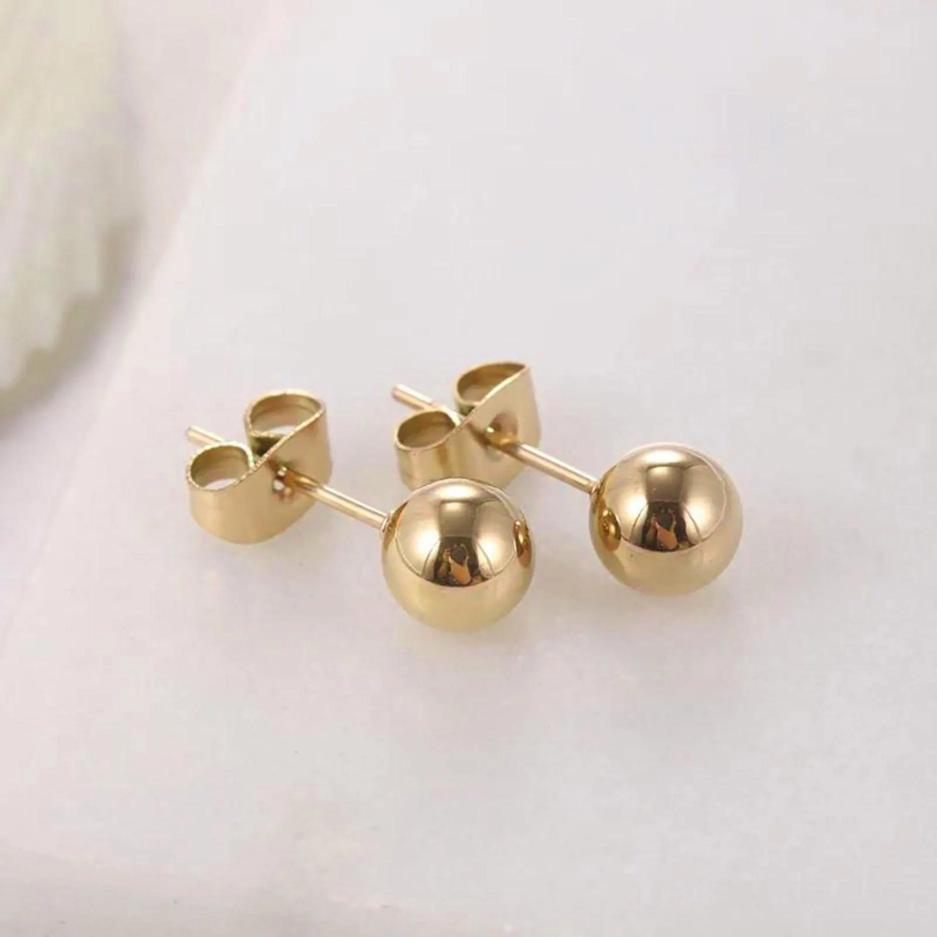 Minimalist Ball Stud Earrings: Stainless Steel Silver, Gold, Rose Gold, Black (3-7Mm)