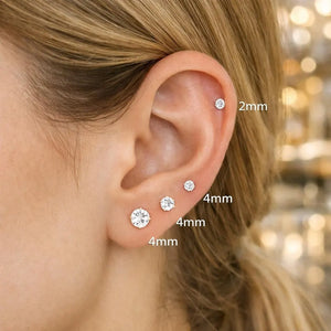 14K Yellow Gold Stud - 2Mm,3Mm,4Mm Tiny Cz Stud Earring - Minimalist Stud Earrings - 14K Gold Earring