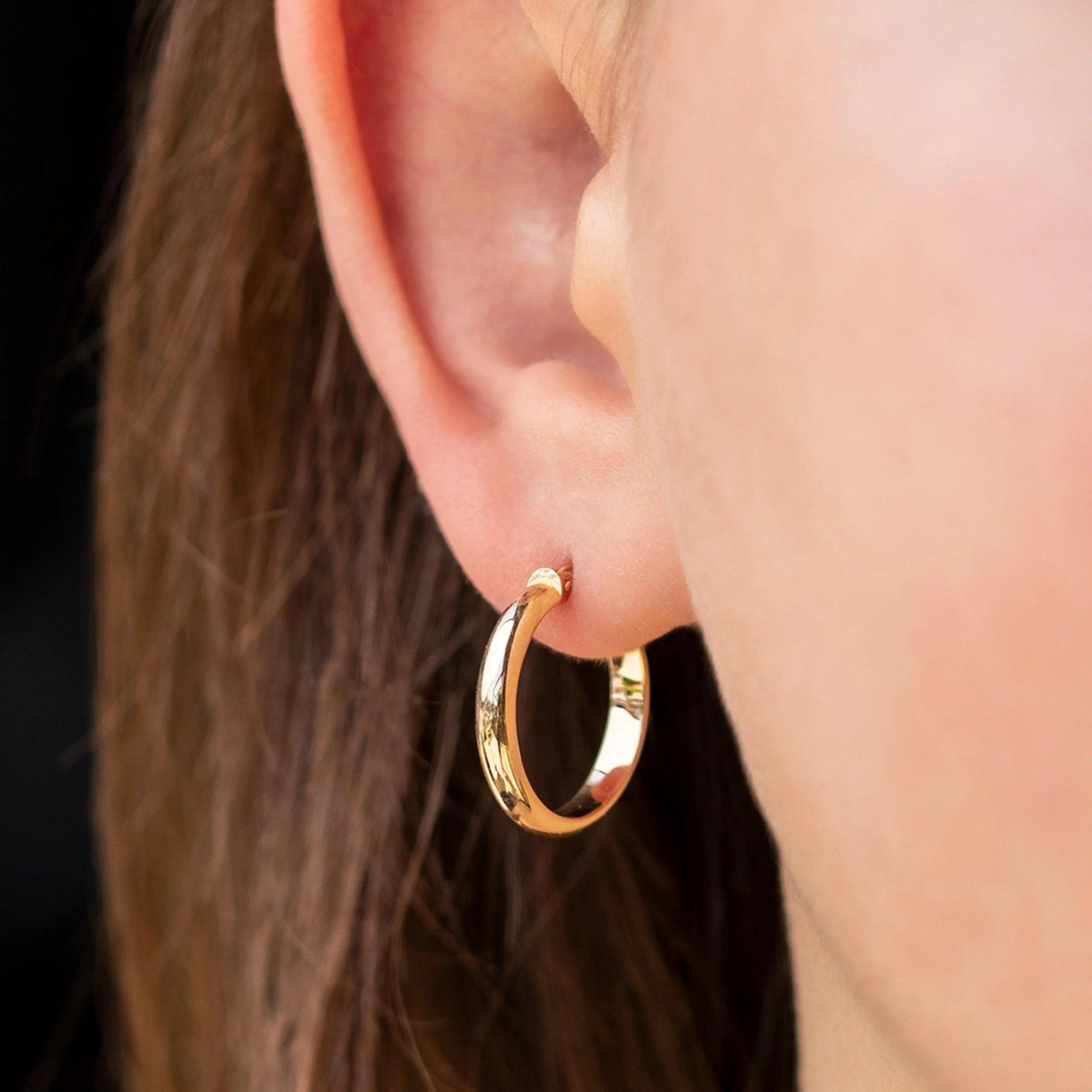 Bold 14K Solid Gold Hoop Earrings - Classic 3.10mm Thick Design.