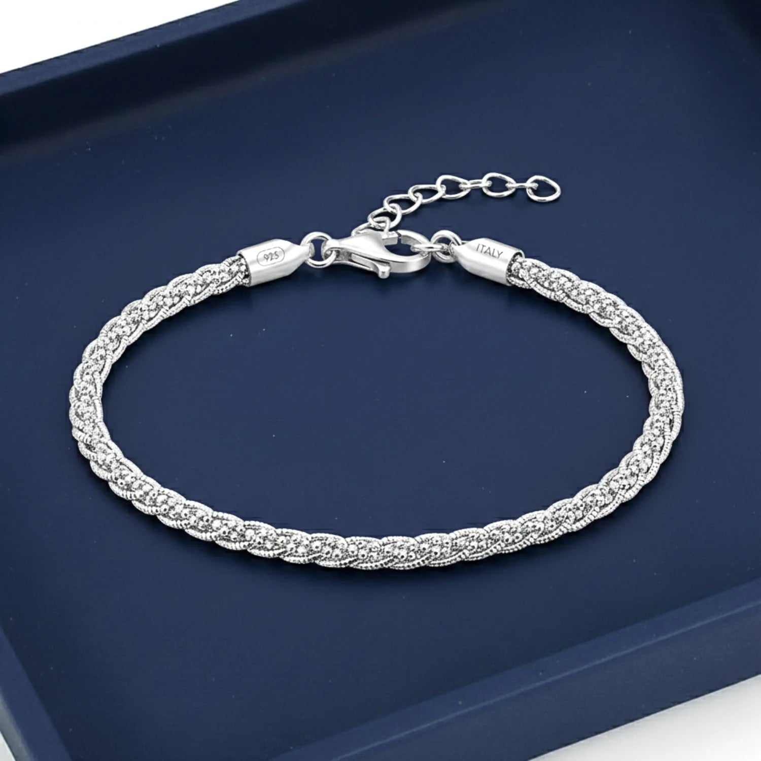 Sterling Silver Twisted Rope Snake Chain Bracelet
