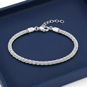 Sterling Silver Twisted Rope Snake Chain Bracelet