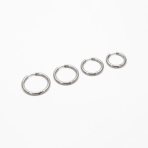 10 Pcs Gold & Silver Stainless Steel Huggie Hoop Earrings - 2.5mm Thick, 13-30mm Sizes.