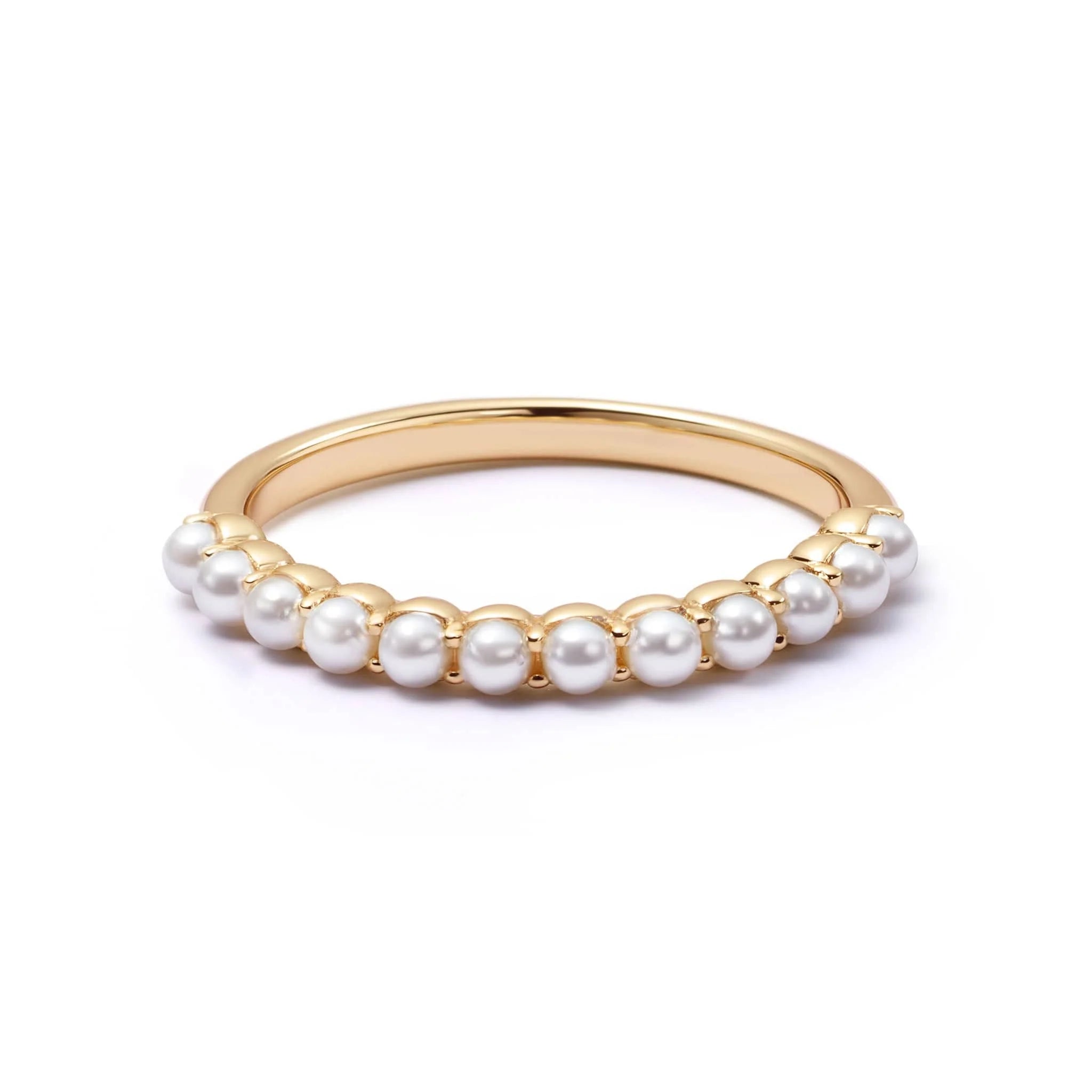 Mini Pearl Band Ring 18Ct Gold Plate
