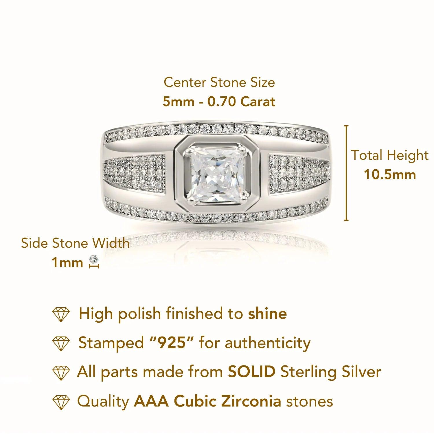 Elegant 925 Sterling Silver Princess-Cut Pave Pinky Ring – A Sparkling Gift for Anniversaries & Everyday Luxury.