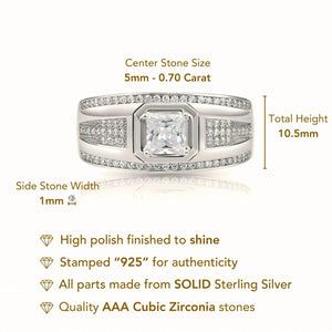 Elegant 925 Sterling Silver Princess-Cut Pave Pinky Ring – A Sparkling Gift for Anniversaries & Everyday Luxury.