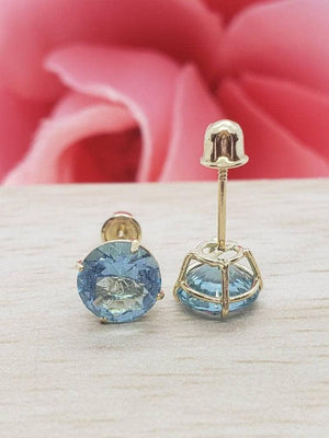 Beautiful 14K Solid Gold Aquamarine Screw Back Stud Earrings – Perfect March Birthstone Gift!.