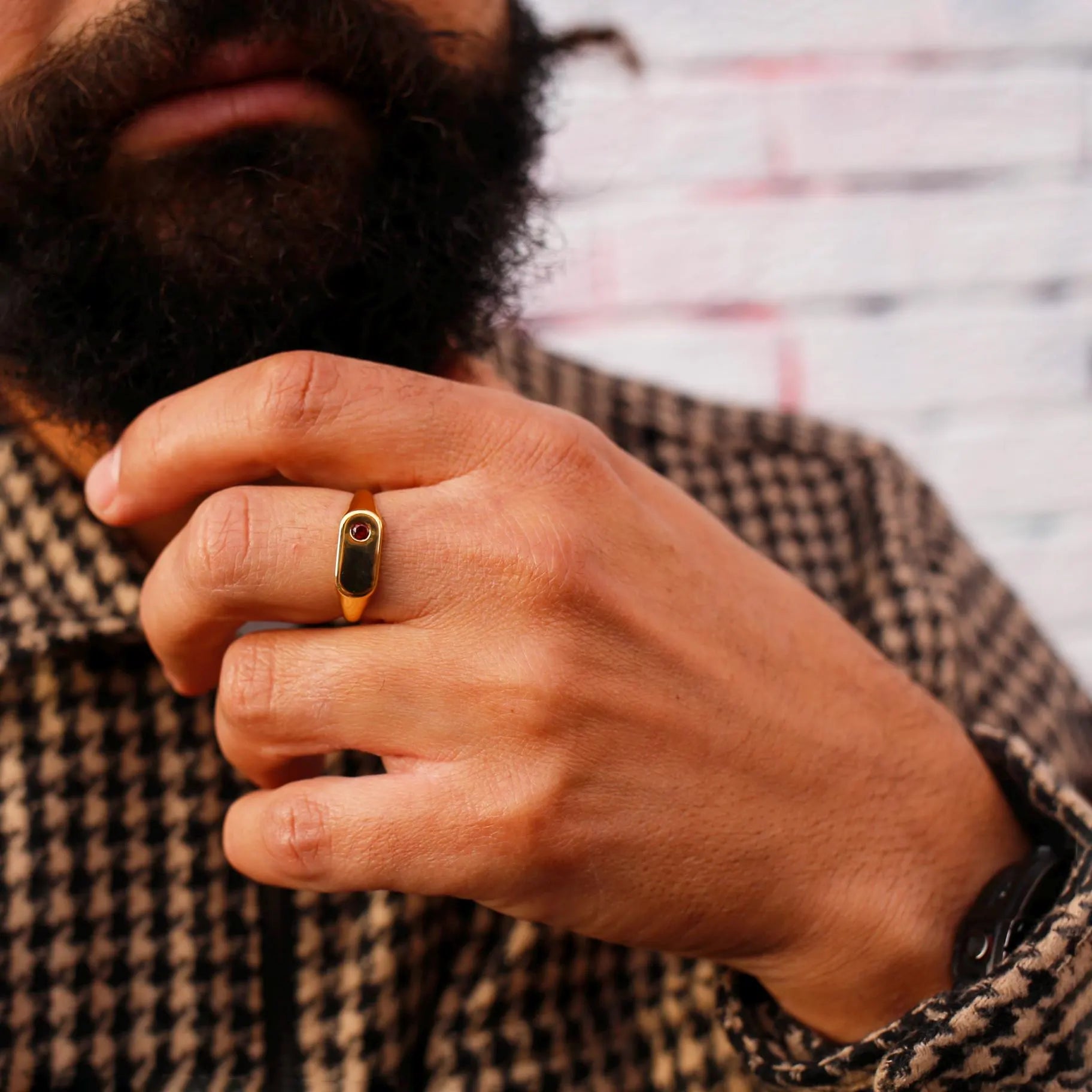 Star of the Sea Garnet Signet Ring | Gold Vermeil and Sterling Silver