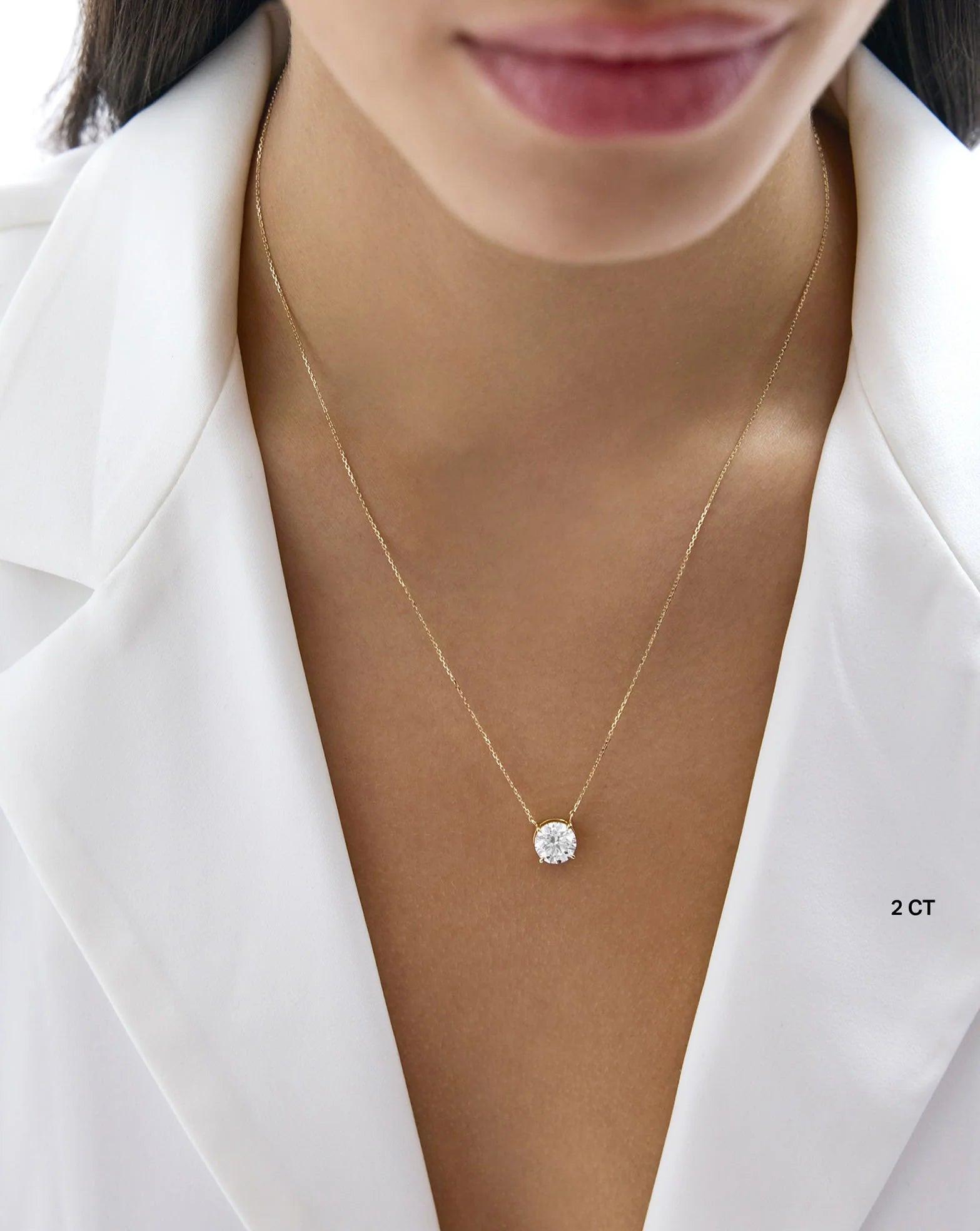 Elegant Round Lab Diamond Necklace - Timeless Sparkle and Shine.