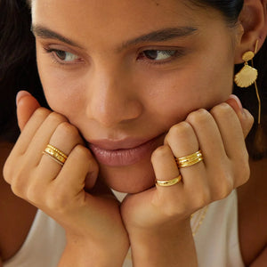 Dainty Ridged Stacking Ring 18Ct Gold Plate
