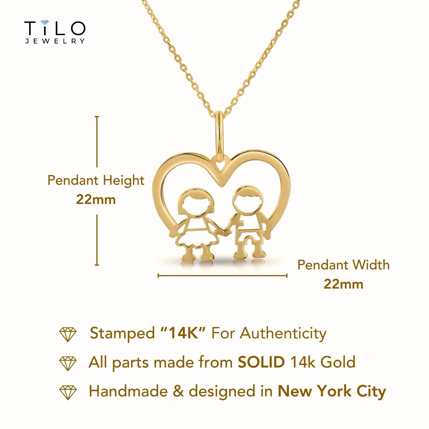 Stunning 14K Yellow Gold Heart Pendant Necklace for Boys & Girls.