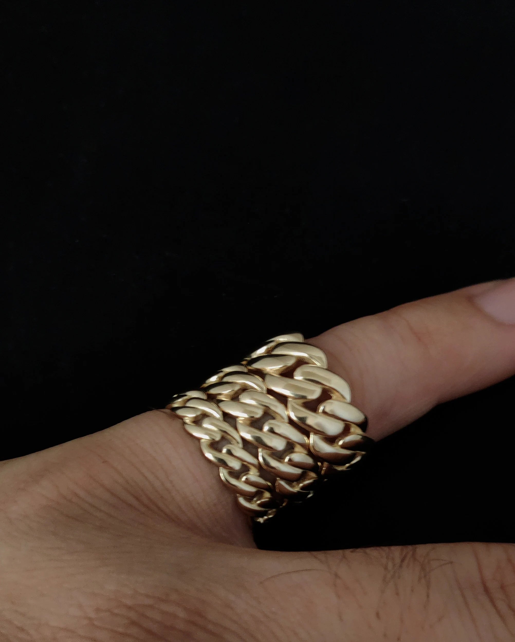 10K Real Yellow Gold Miami Cuban Chain Ring, 5.5Mm 7.5Mm 9.5Mm, Solid 10K Gold Ring for Men and Women, 10K Solid Gold Miami Cuban Ring
