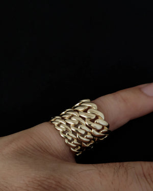 10K Real Yellow Gold Miami Cuban Chain Ring, 5.5Mm 7.5Mm 9.5Mm, Solid 10K Gold Ring for Men and Women, 10K Solid Gold Miami Cuban Ring