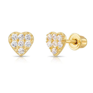 14K Solid Yellow Gold Heart Shape Stud Earrings for Women and Children, Geometric Stud Earrings, Tiny Studs, by TILO Jewelry