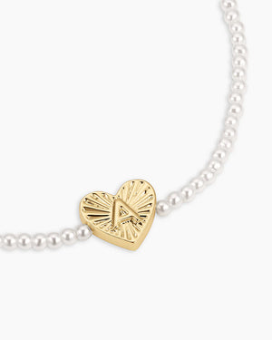 Pearl Vintage Heart Alphabet Bracelet