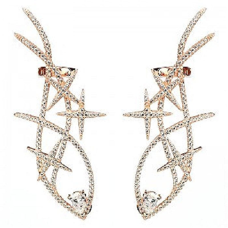 Sterling Silver Cubic Zirconia Shooting Star Ear Cuff Climbers