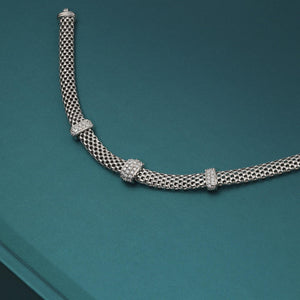 Elegant Sterling Silver Three Station Italian Handmade Bracelet - 7.5 Inches with Secure Lobster Clasp.