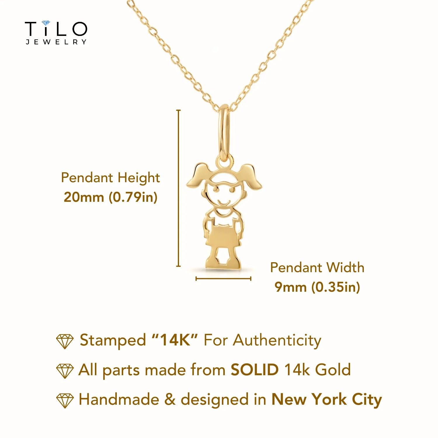 Stunning 14K Yellow Gold Little Girl Pendant Necklace - Perfect Gift for Her!.