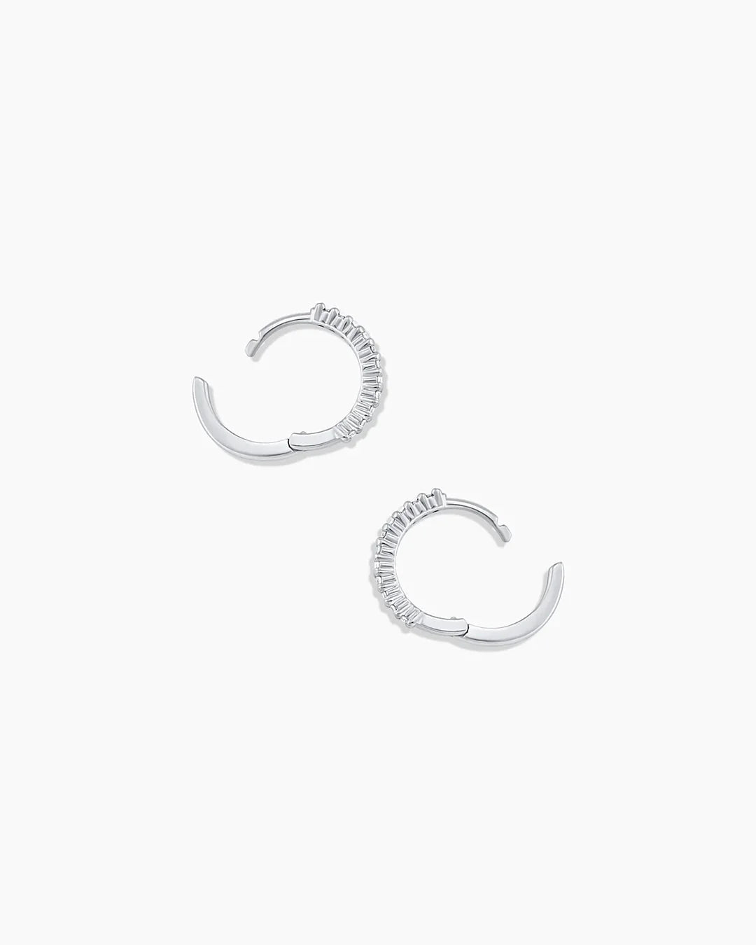 14K White Gold Diamond Pavé Huggies