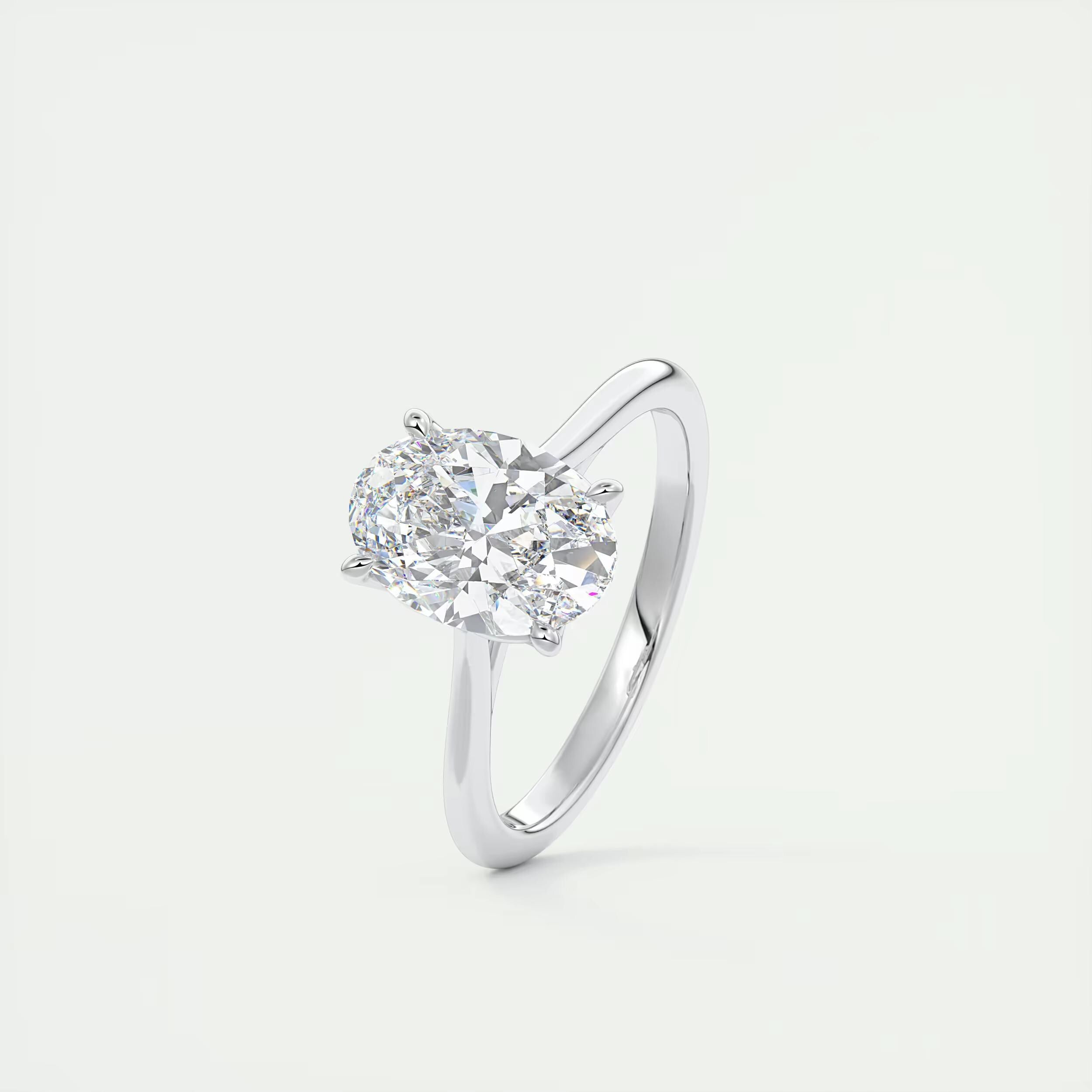 2.00 Oval Cut Lab Grown Diamond Solitaire Ring, 14K Solid Gold Two Tone Flower Engagement Ring, Wedding Ring, Bridal Ring, Anniversary Gift.