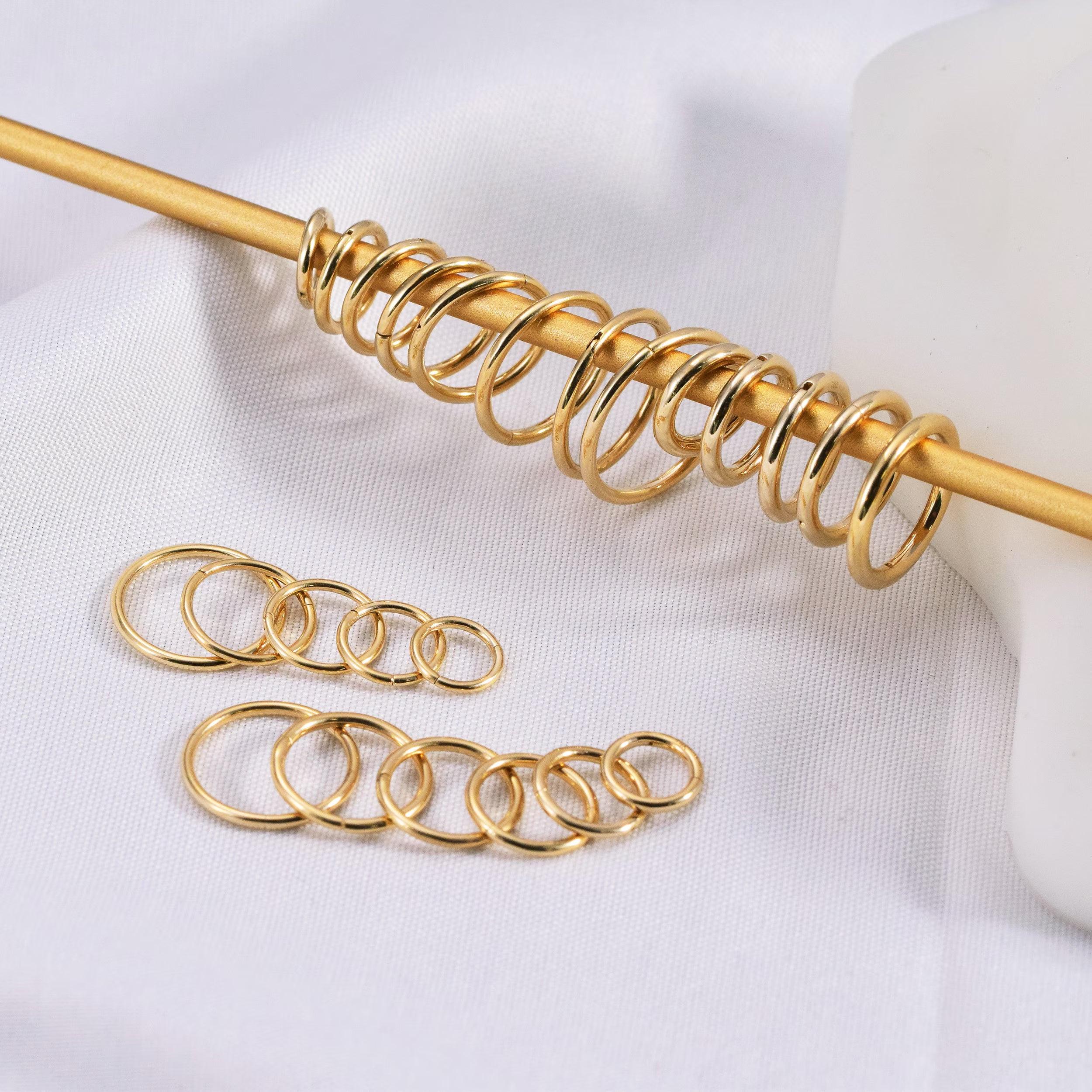 14K Solid Gold Clicker Hoop Earring - Stylish Hinged Cartilage, Helix, Tragus, and Nose Ring.